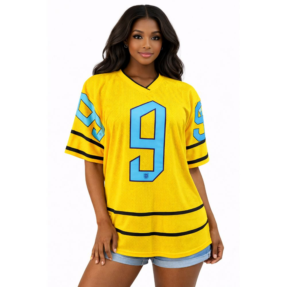 Womens Yellow Oversized Sports Jersey Dress